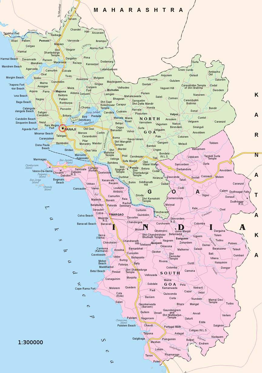 Карта Гоа, Индия