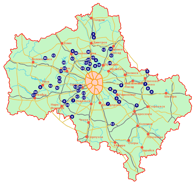 Карта глубин скважин на воду в московской области